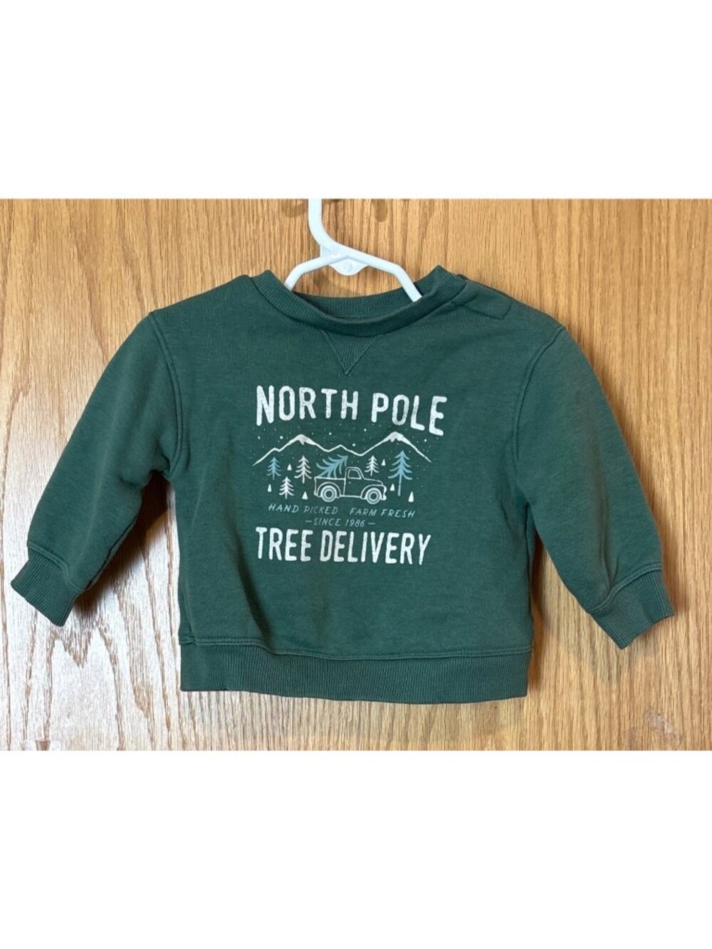 Little Co. By Lauren Conrad Baby Green Sweatshirt North Pole Tree Delivery 6M